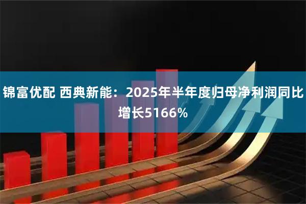 锦富优配 西典新能：2025年半年度归母净利润同比增长5166%